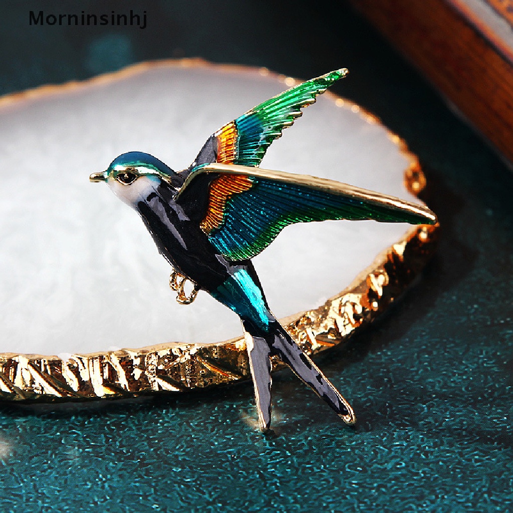 Mornin Fashion Enamel Flying Swallow Bros Pin Untuk Wanita Hewan Burung Broche Jewelry id