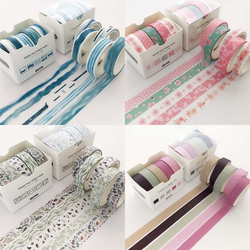 5 Roll/set Washi Tape Scrapbooking Tape for Scrapbooking DIY School Office Supplies Student Cute Gift