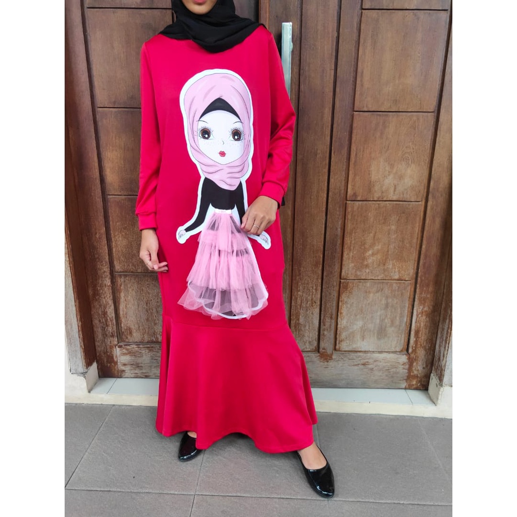 Gamis Duyung Babyterry Import Kartun Jilbab Rok Tutu