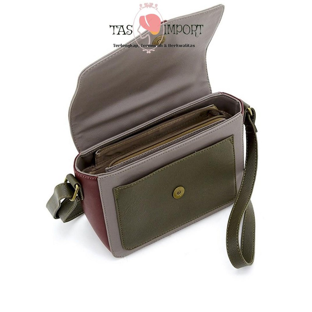 Best Seller TAS SELEMPANG WANITA SOPHIE MARTIN AMBROSIO T3403G2 HIJAU ABU KULIT