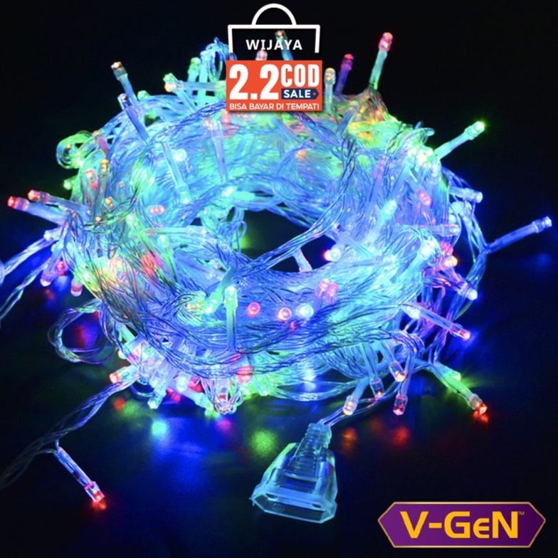 LAMPU TUMBLR 100 LED 7 WARNA 10 METER PLUS SAMBUNGAN PACKING BOX ORI