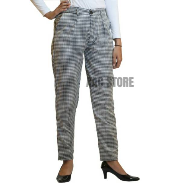  TARTAN  PANTS CELANA  KOTAK HITAM  PUTIH  Shopee Indonesia