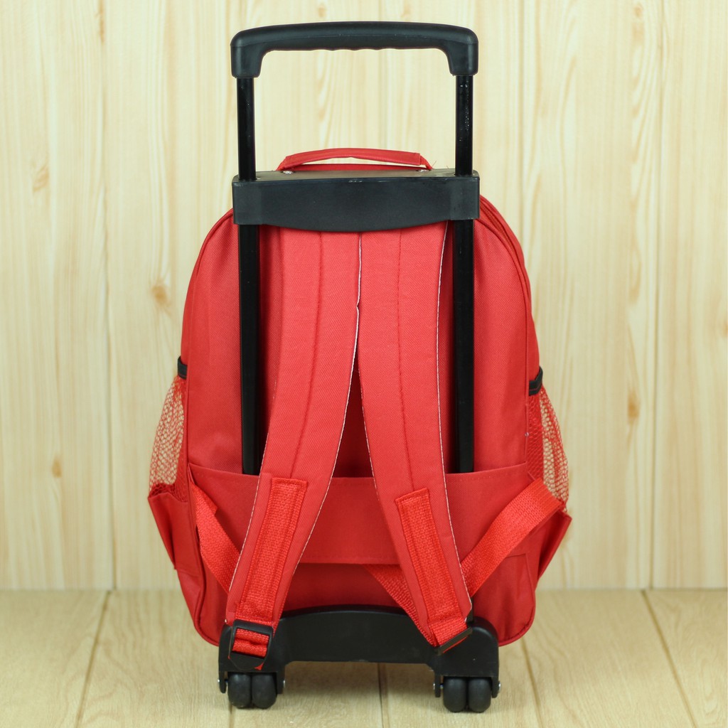 Ransel Dorong Motif Little Bus Merah Tas Troli Anak Laki Laki Keren Awet