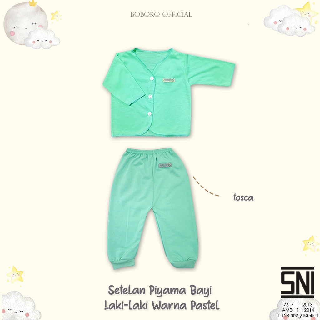 BOBOKO SETELAN BAYI ANAK LAKI-LAKI WARNA PASTEL 0-3 bulan