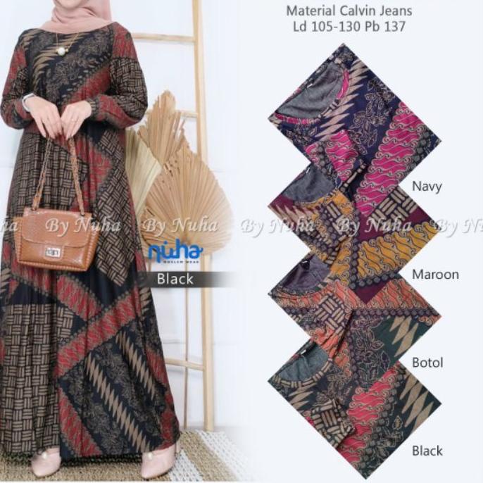Berkualitas RINIYA Jumbo Maxy - Gamis Calvin Jeans Jumbo LD100-110 XL-4L / R.25 - 023-5437 / R.26 - 