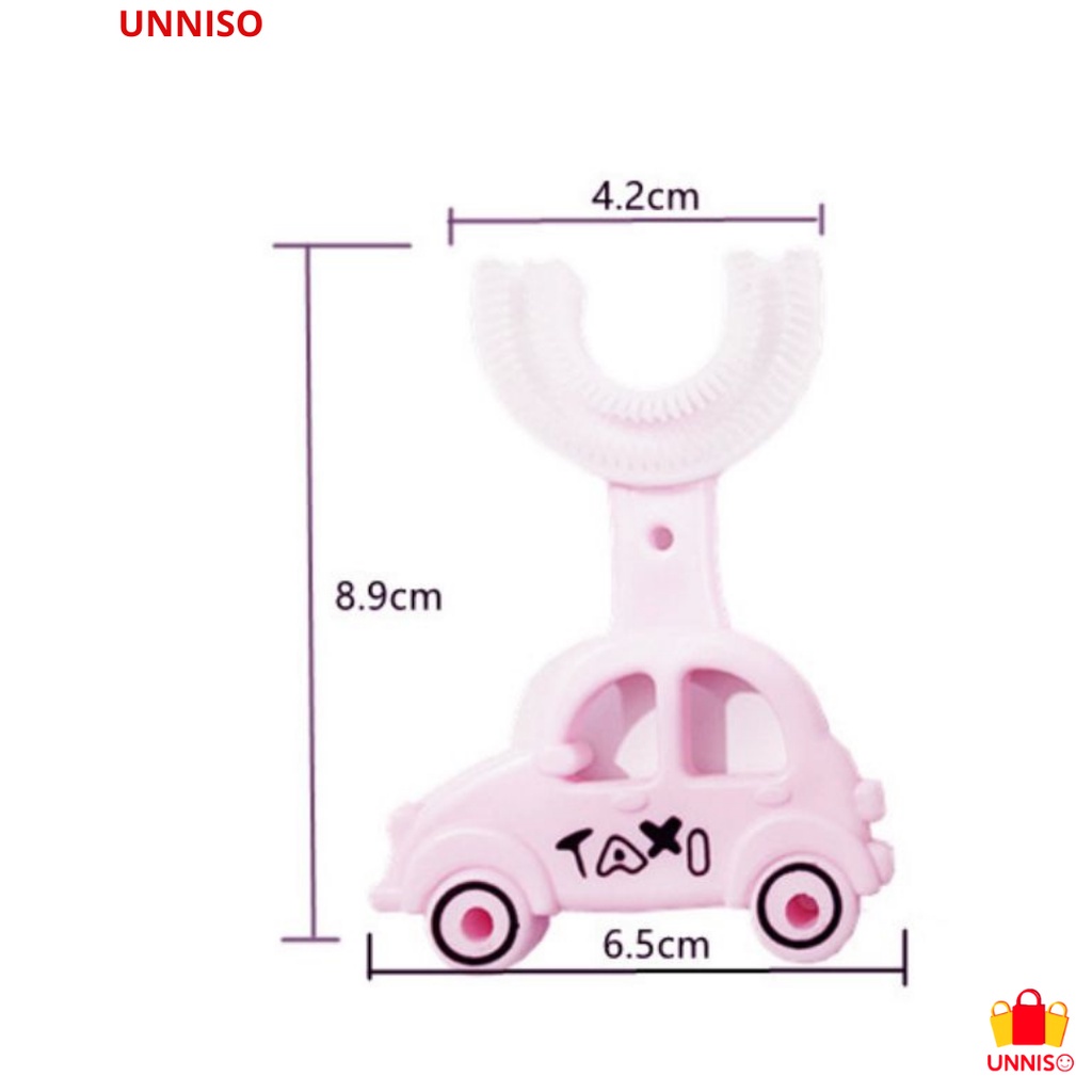 UNNISO - Sikat Gigi Anak Silicone 2-6 Taun Bentuk U Taxi SG1