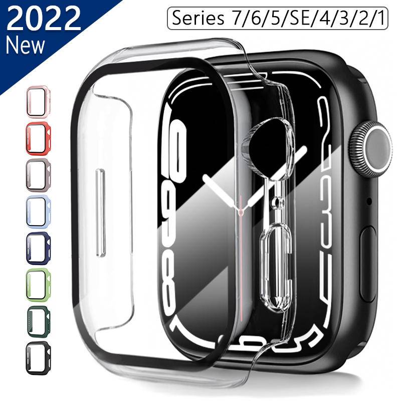 Bumper Tempered Glass + Cover Untuk Apple Watch Seri 8 7 41mm 45mm 6 5 4 SE 3 2 1 38 40 42 44mm