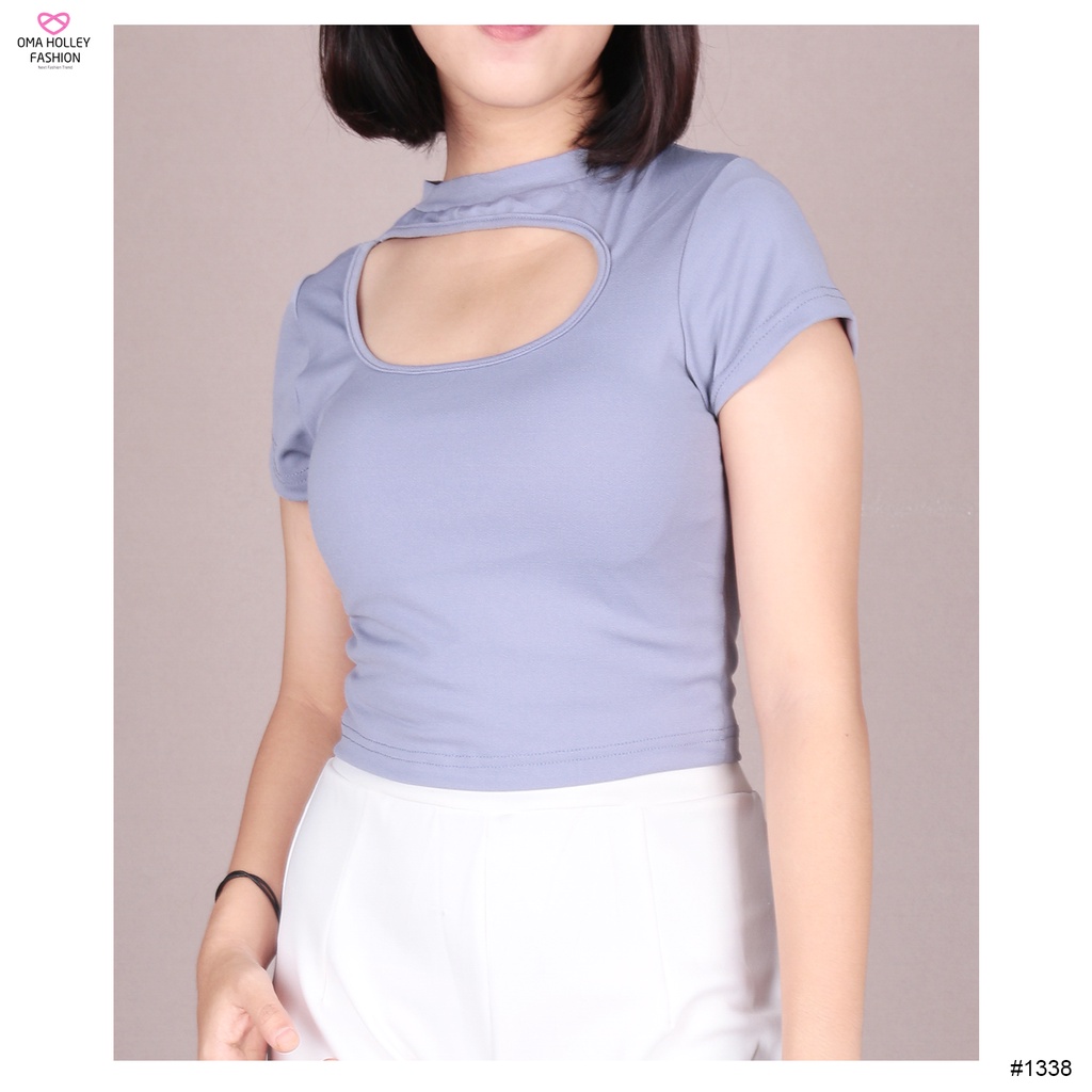 (COD) OH Fashion Ester T-shirt Wanita Crop / Kaos Wanita Gaya Korea Murah #1338