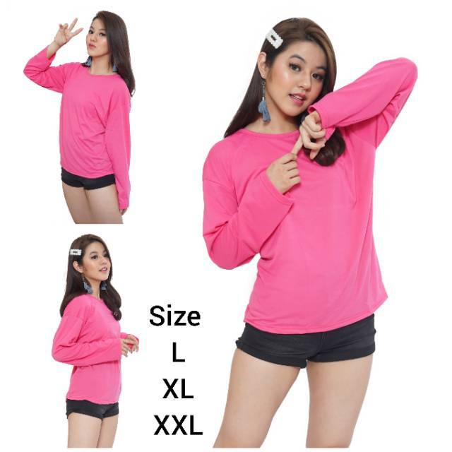 Kaos polos wanita oneck lengan panjang dixon Shopee Kaos polos wanita oneck lengan panjang dixon Shopee