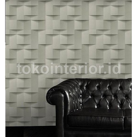 Wallpaper Dinding 3D Mewah Visual 3D Timbul Foam Putih Htm Abu