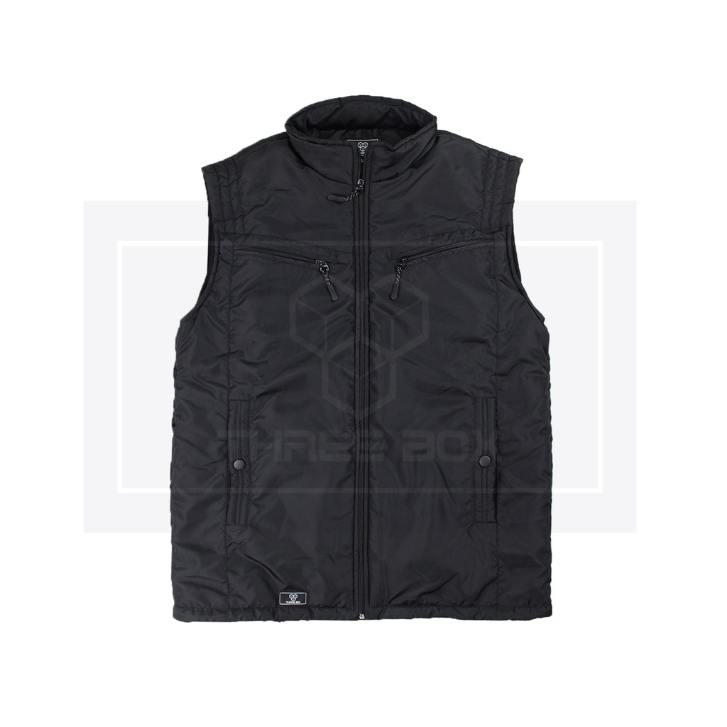 Rompi Vest Pria Wanita Unisex Outdoor Three Box GN 004 Black Size M L XL Big Jumbo 2XL 3XL PREMIUM