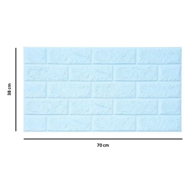 [COD] Wallpaper dinding foam sticker 3mm Timbul 3D motif Batu Bata Murah Warna Warni / Classic brick wallpaper foam 3D-Biru Soft