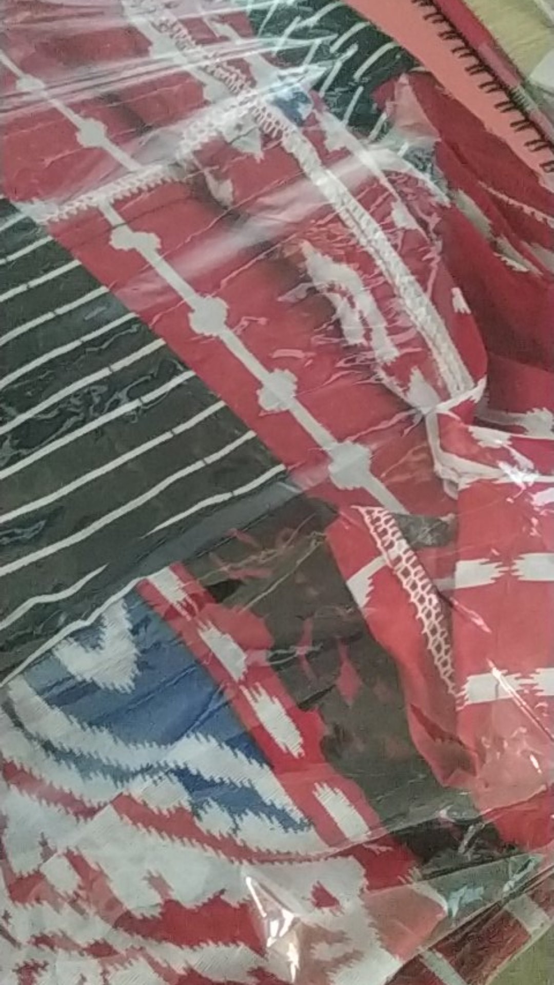 Tunik Batik Fanesa Peplum Tali Motif Asmat Songket Modern Kombinasi Merah Ziggy