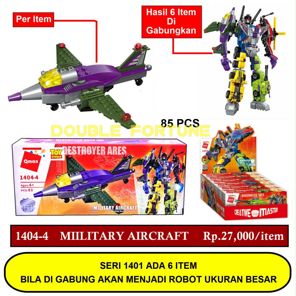 MAINAN LEGO QMAN 1404-4 MILLITARY AIRCRAFT - DESTROYER ARES