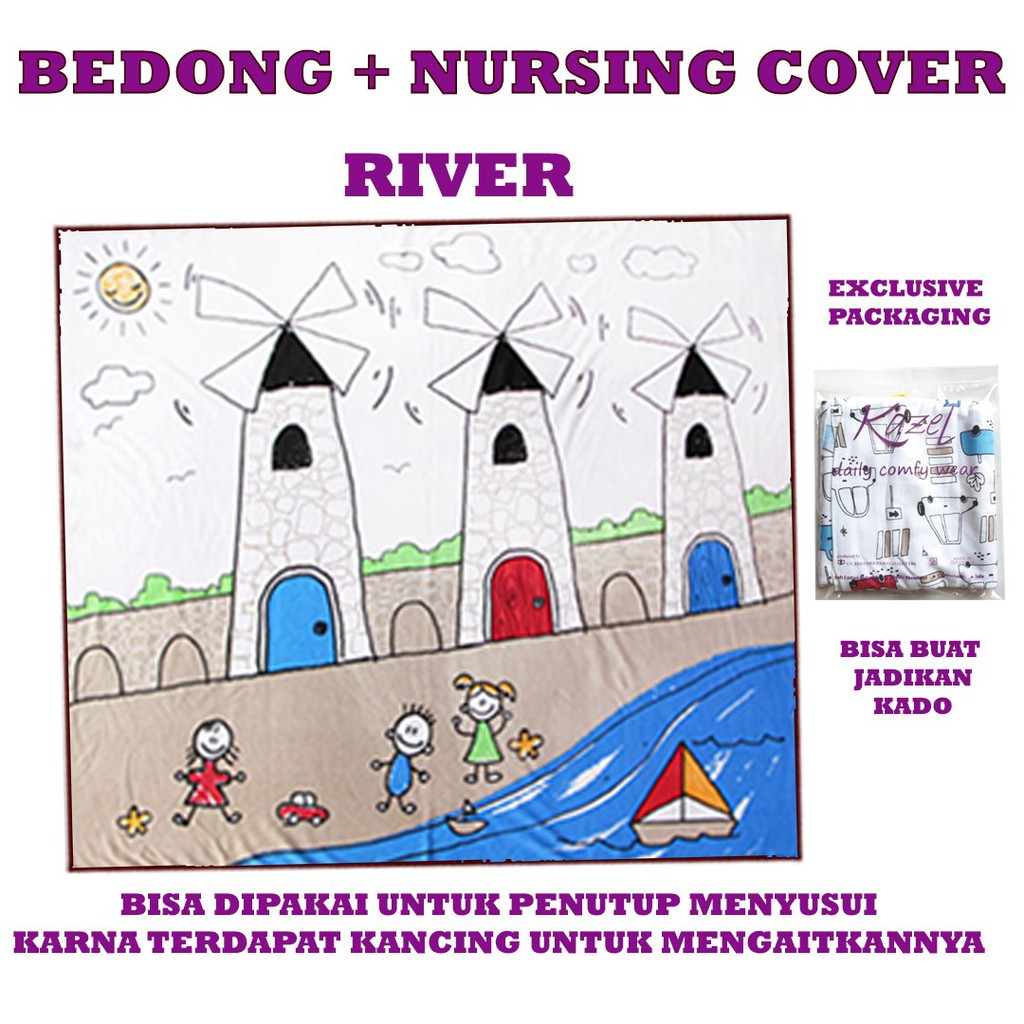 1 Pcs  / 3  PCS KAZEL BEDONG ( SWADDLE  ) + NURSING COVER  Bahan Lembut  110 x 90 cm