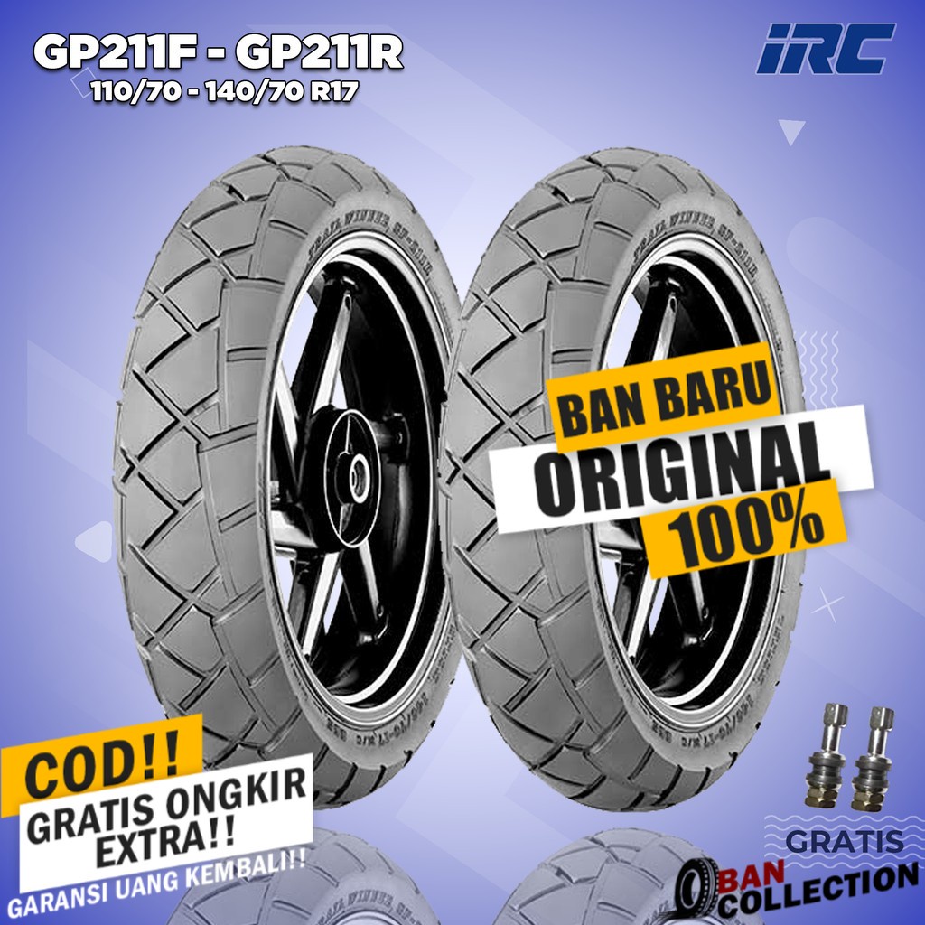 Sepasang IRC GP-211 110/70 dan 140/70 Ring 17 Tubeless // Ban Motor MOGE (Motor Batangan) ban motor 