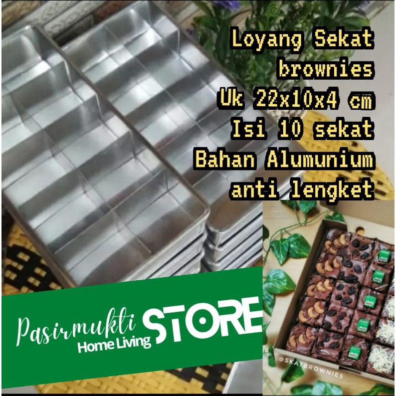 Loyang sekat Brownies anti lengket ukuran 22x10x4 cm/cetakan kue brownies sekat