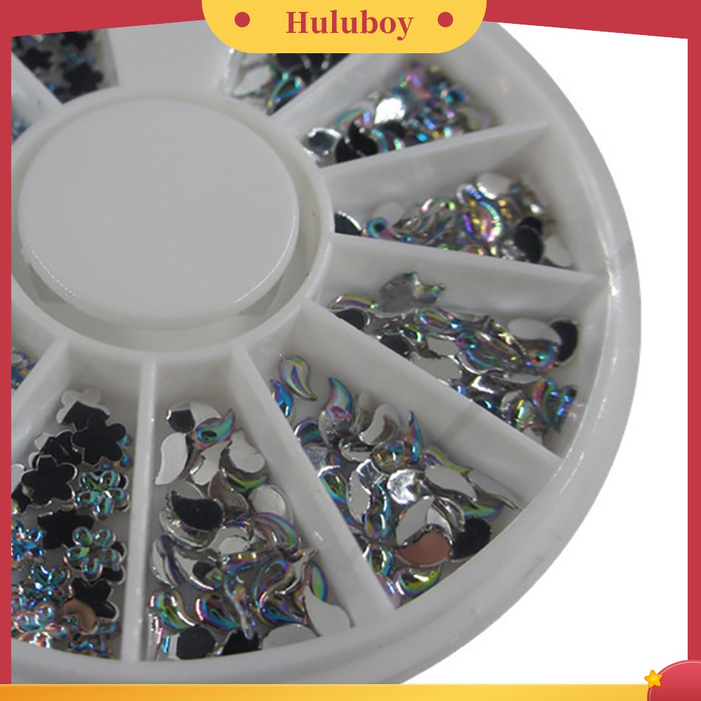 Huluboy Huluboy♡ Berlian Imitasi Bentuk Bunga Warna AB Untuk Dekorasi Nail Art