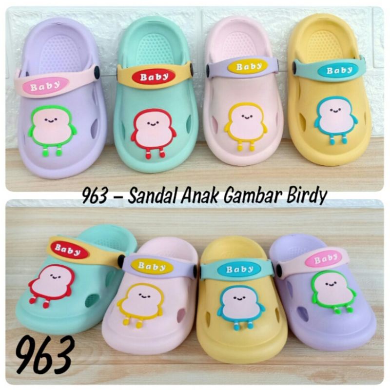 963 Sandal Kodok Anak Gambar Kartun Uk.20-25 Sendal Crocs Balita Sol Lembut Bahan Eva Anti Slip