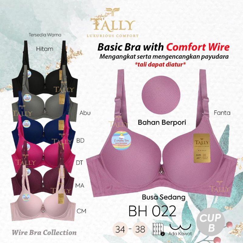 TALLY BRA BH 022 | CUP B | ADA KAWAT | BUSA SEDANG | SIZE 34-38