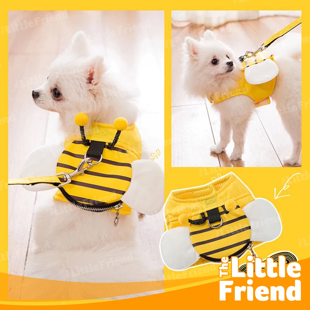 Leash Body Harness Anjing Kucing Ukuran Kecil Medium Lebah Yellow Bee