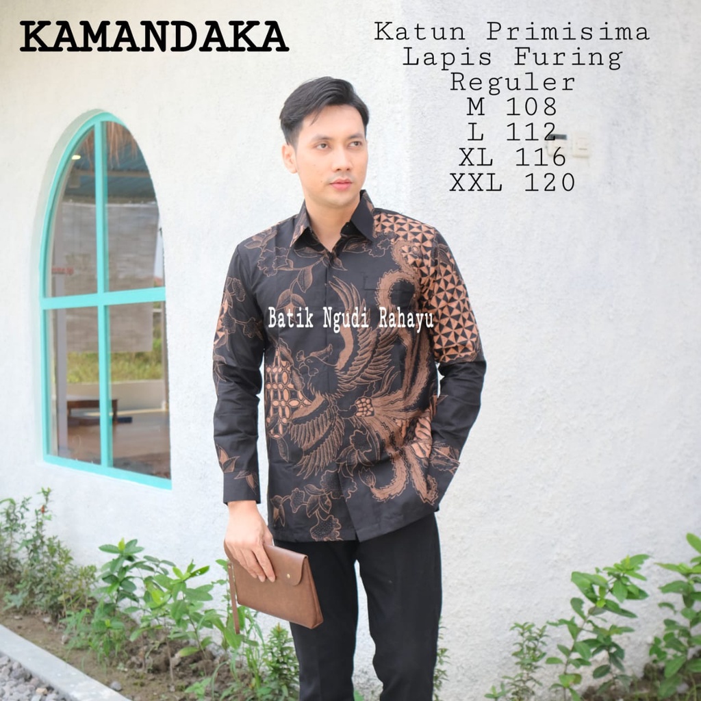 BATIK PRIA TERBARU HITAM COKLAT S M L XL XXL BAJU kemeja batik pria lengan PANJANG PENDEK PREMIUM &quot;NGUDI&quot;