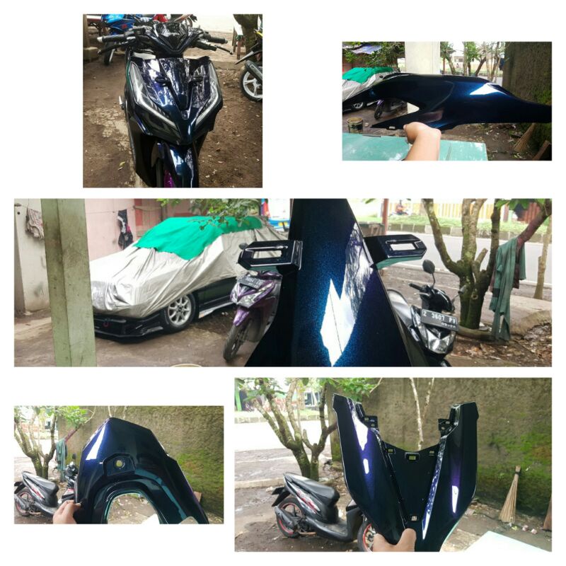 cat motor hitam bunglon biru kemasan 120ml