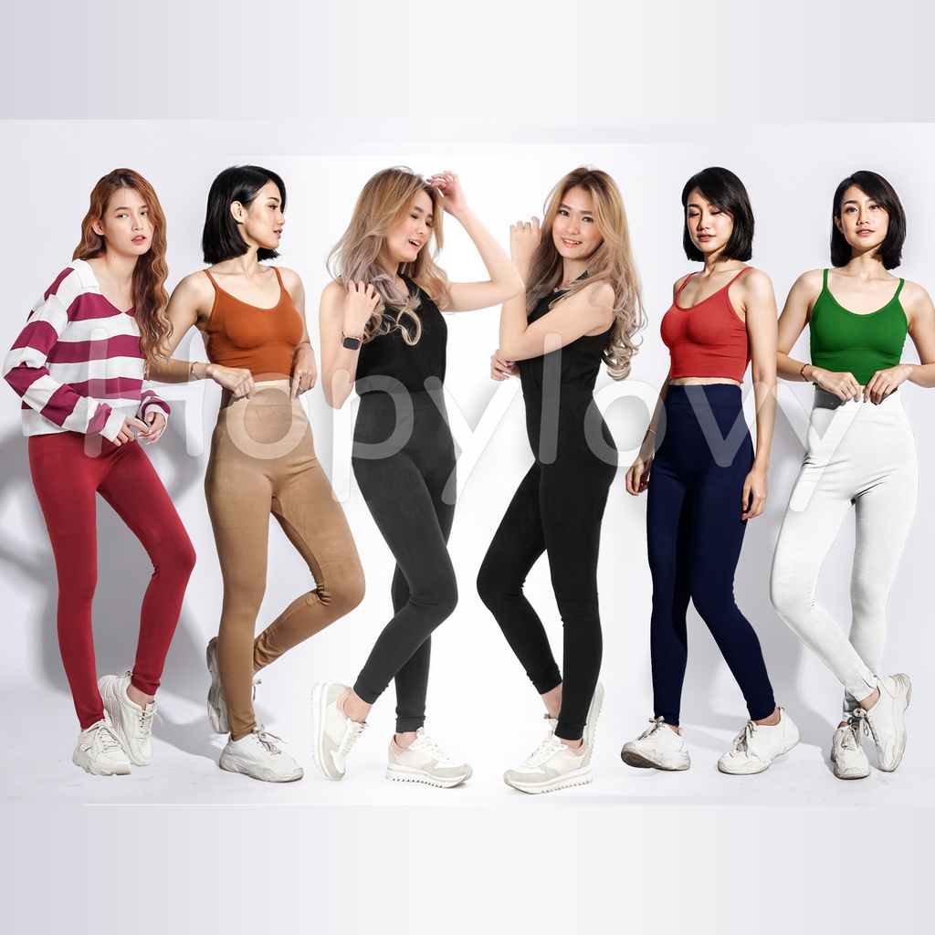 HOPYLOVY - Legging Wanita Polos Bahan Spandek