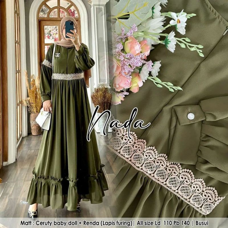 DRESS MUSLIM WANITA FUL FURRING/NADA DRESS/GAMIS MELAYU CERUTY BABYDOLL /DRESS MALAYSIA/FAR MOSLEMSTORE