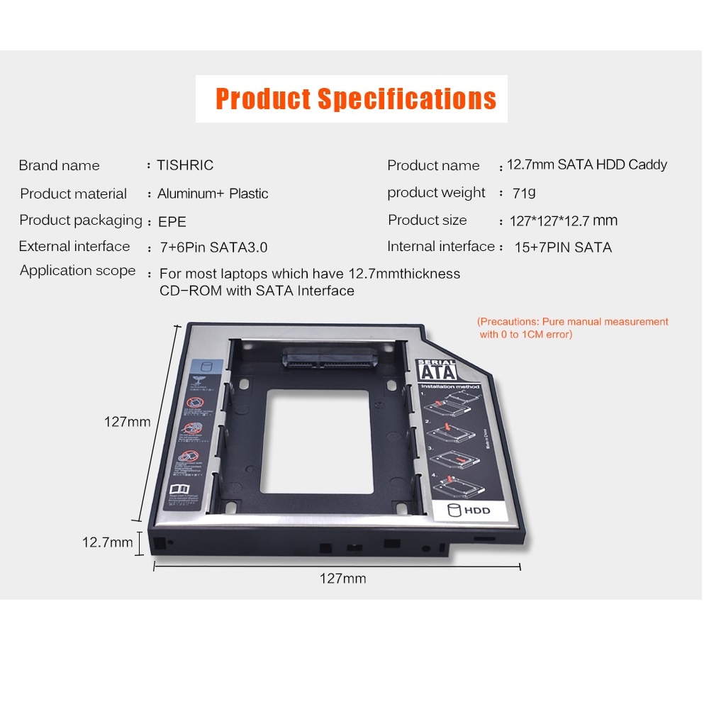 SSD HDD Caddy Slim Tipis 9.5mm &amp; 12.7mm SATA DVD Slot Hardisk Semi Alumunium -67919