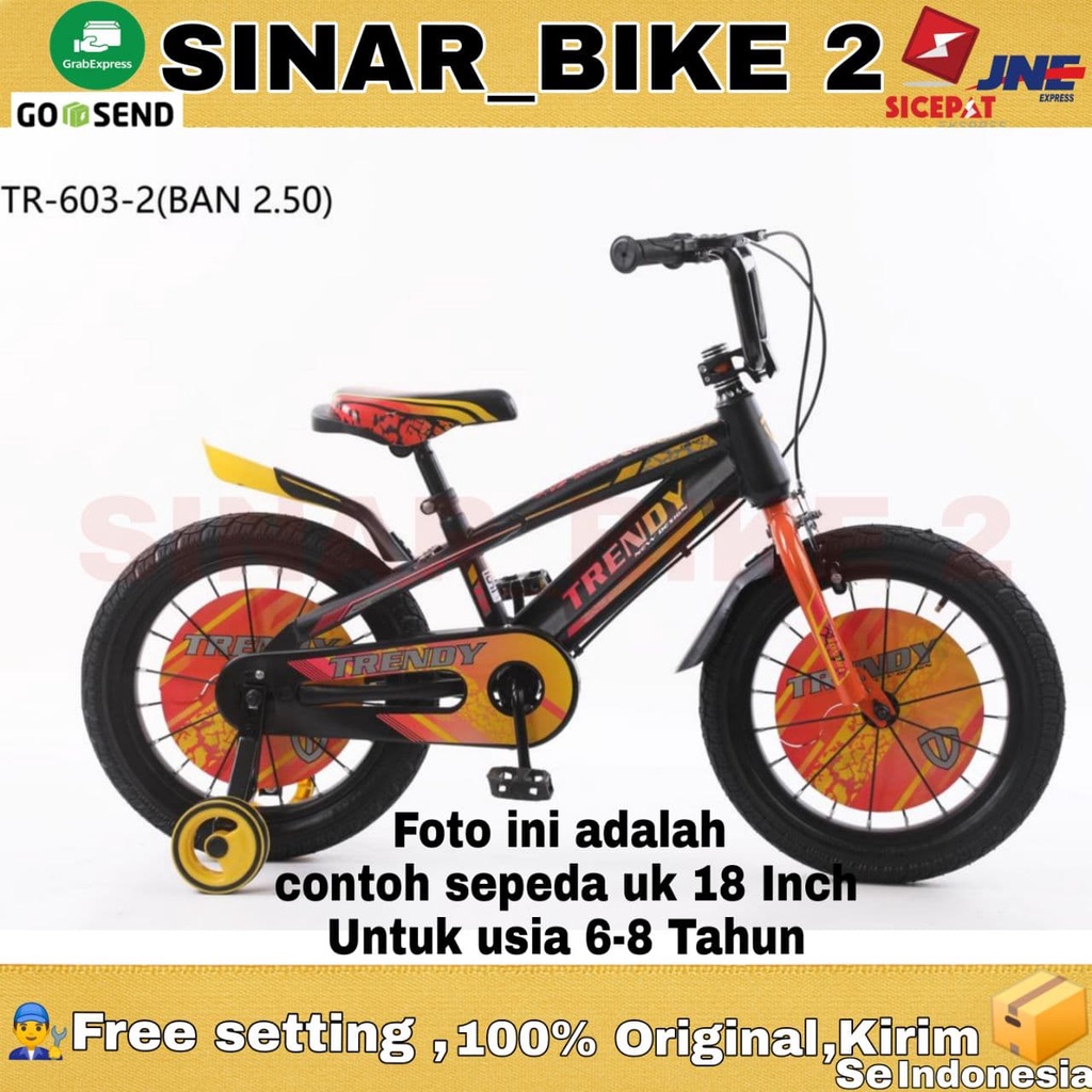 Sepeda Anak Laki BMX TRENDY TR 603-2 Ban Jumbo 2.50 Uk 12 16 &amp; 18 Inch