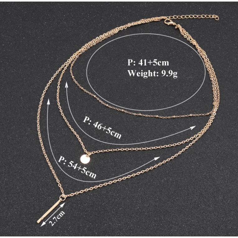 AZ021 Chain Necklace 3in1 Kalung Rantai 2 Layer Hias Liontin Bentuk Kunci Dan Gembok Untuk Aksesoris Wanita