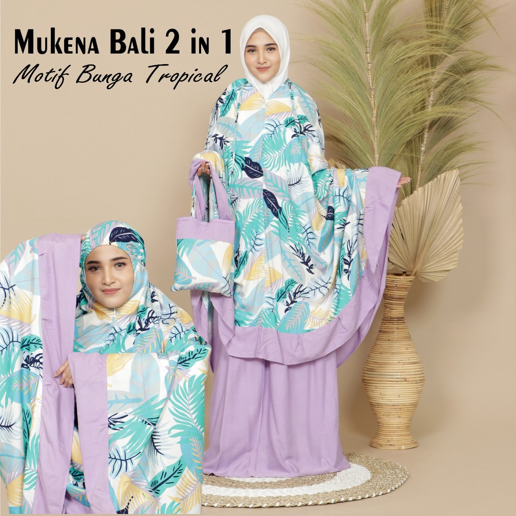 Mukena Bali Bunga Tropical 2 in 1 By Zahwa Untuk Dewasa Dan Remaja Bahan Rayon Premium Murah dan Terbaru