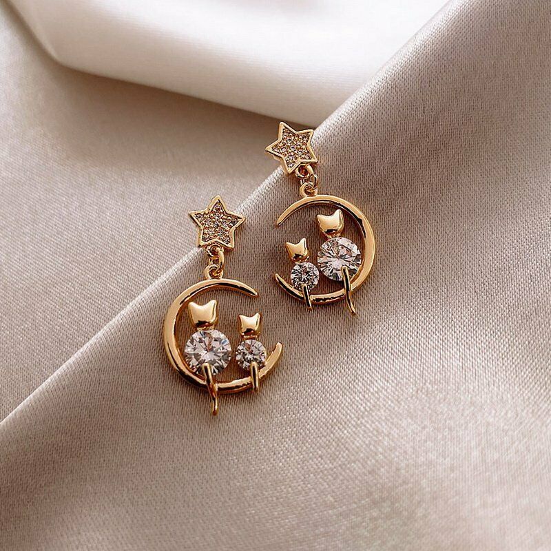 Charm Gold Pearl Crystal Tassel Earrings Stud Drop Dangle Women Wedding Jewelry