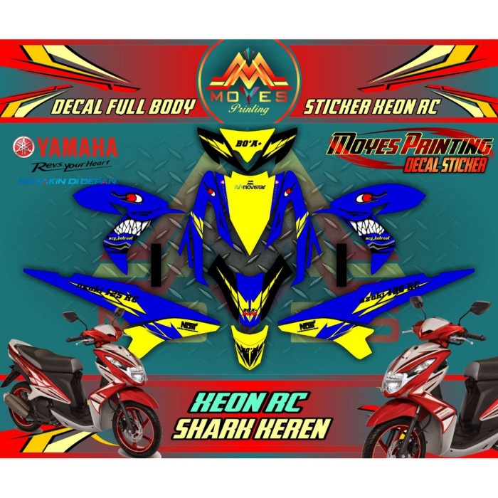 stiker decal xeon rc shark-decal stiker xeon rc shark-stiker  motor xeon rc fullbody