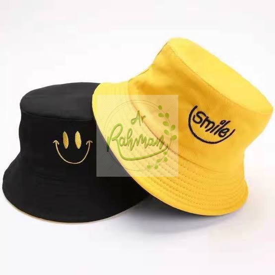 TERBARU TOPI BUCKET BORDIR SMILE / SMILEY BUCKET BOLAK BALIK