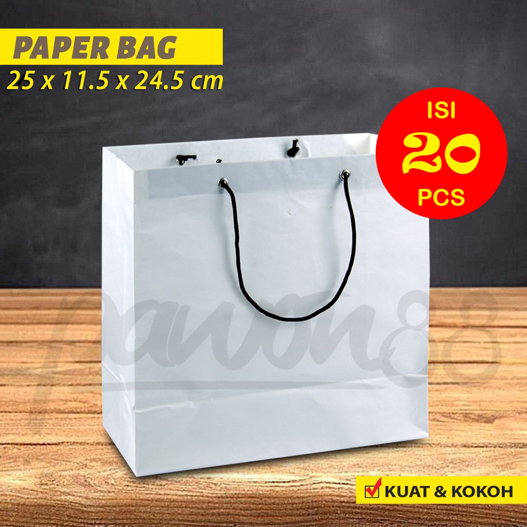

Paper Bag Polos - Paper Bag | 25x11,5x24,5cm - PUTIH -(20 Pcs)