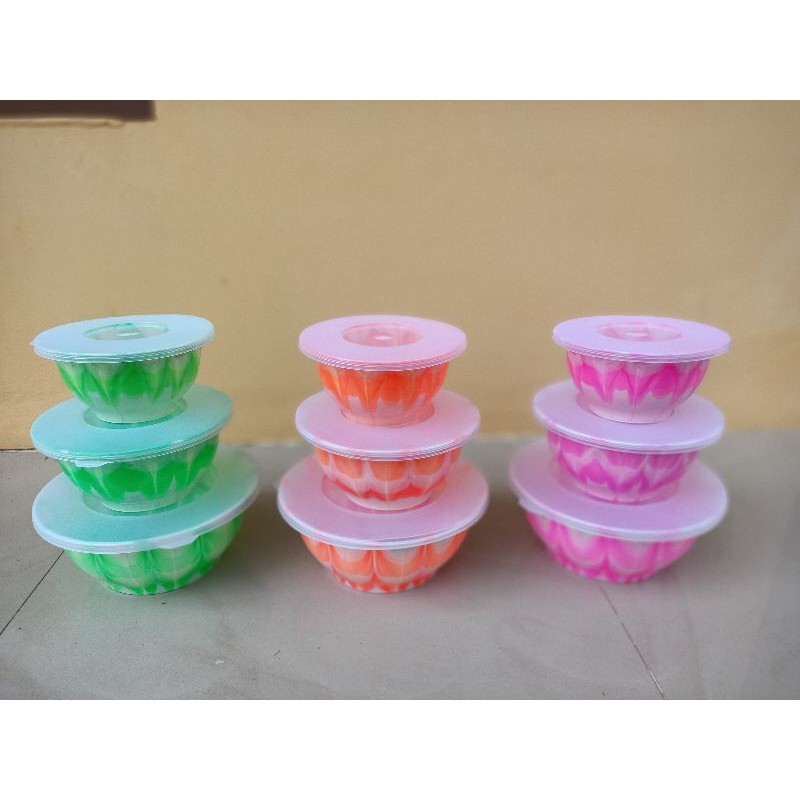 baskom tutup 1set (3pcs) ceria / wadah serbaguna 3 pcs / mangkok bunga ceria DC  tutup set cantik