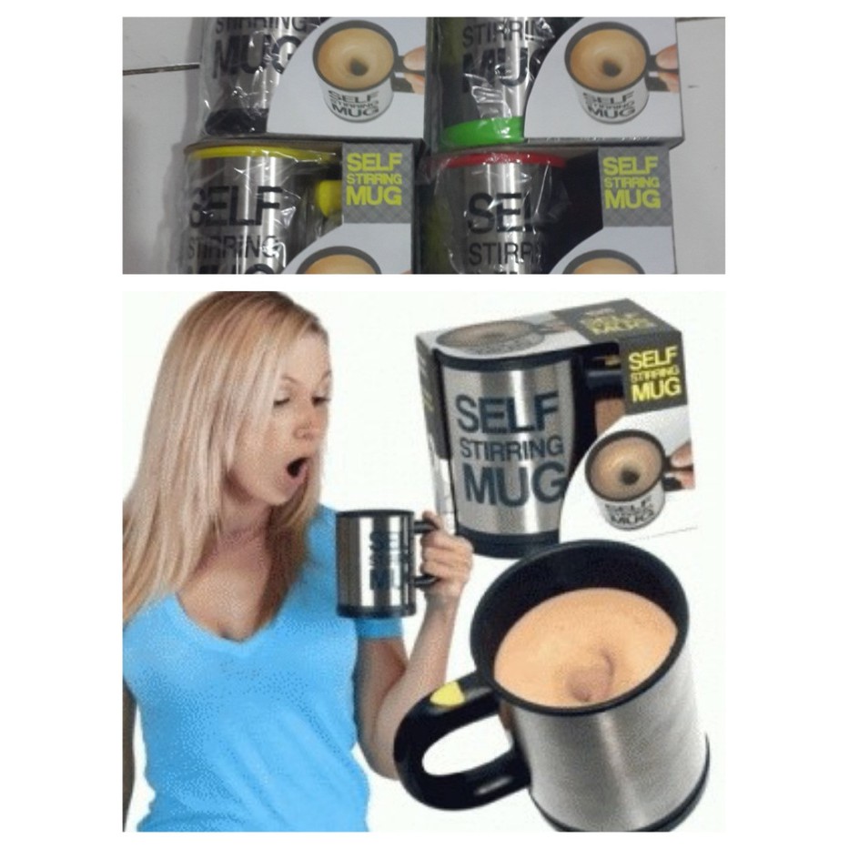 gelas mug self stirring new / gelas aduk ajaib/ gelas aduk sendiri ori