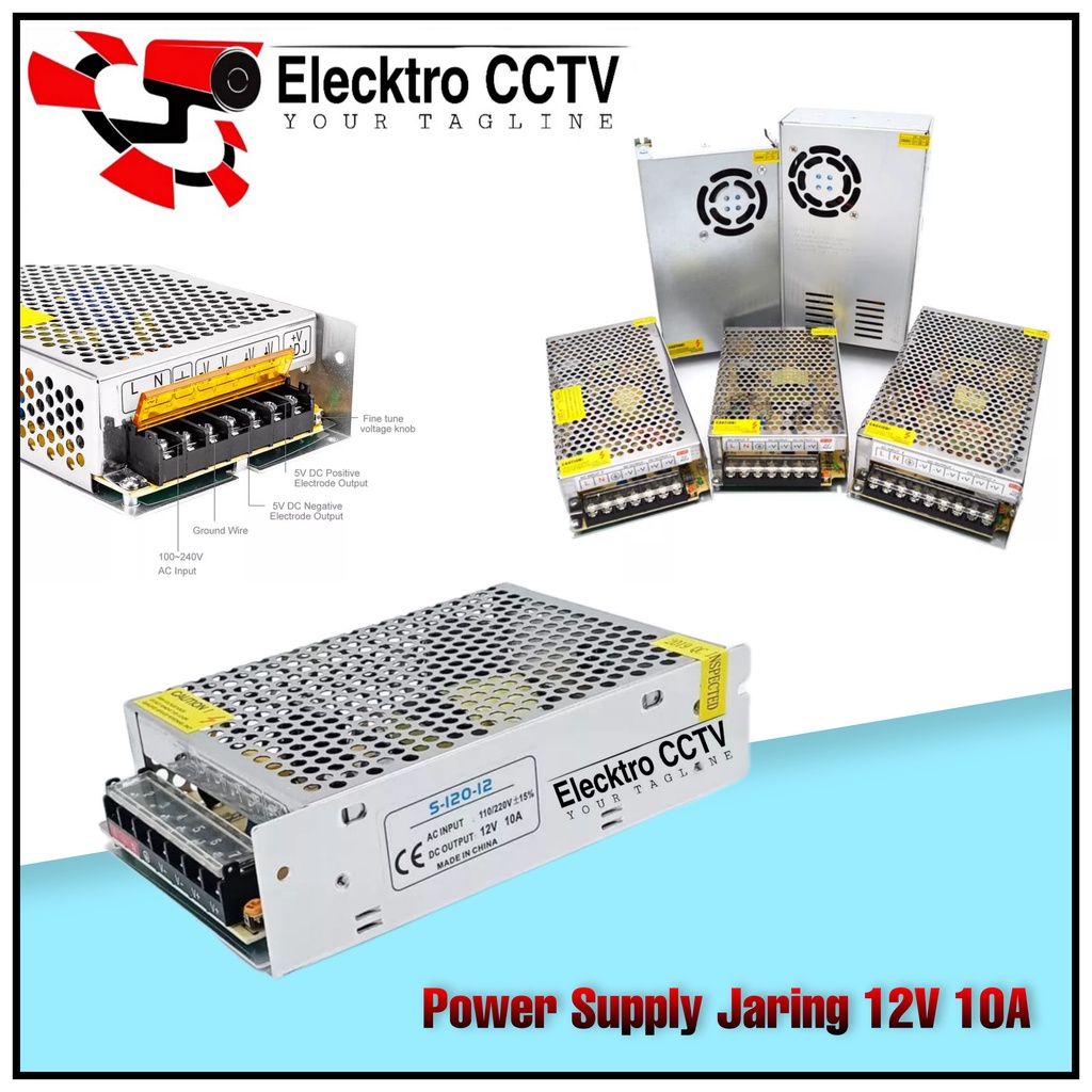 Power Supply Jaring 12V 10A Murni Termurah