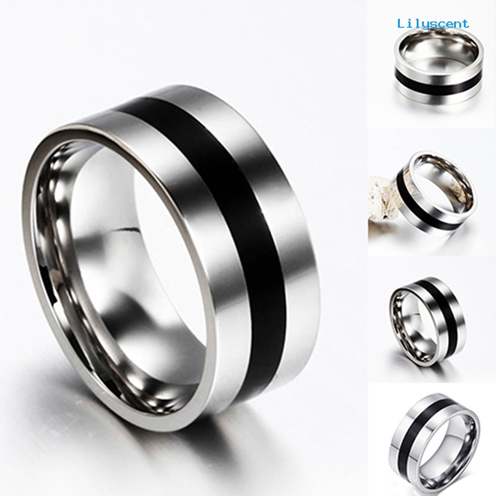 Ls Cincin Stainless Steel Simple Untuk Pria / Wanita