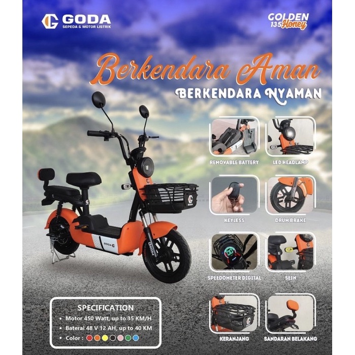 SEPEDA LISTRIK GODA 135 HONEY 450 WATT ELECTRIC SPEEDOMETER