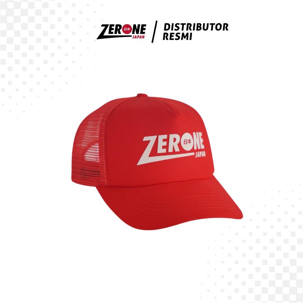 Topi Trucker Zerone Japan Topi Jaring Kekinian Warna Hitam dan Merah