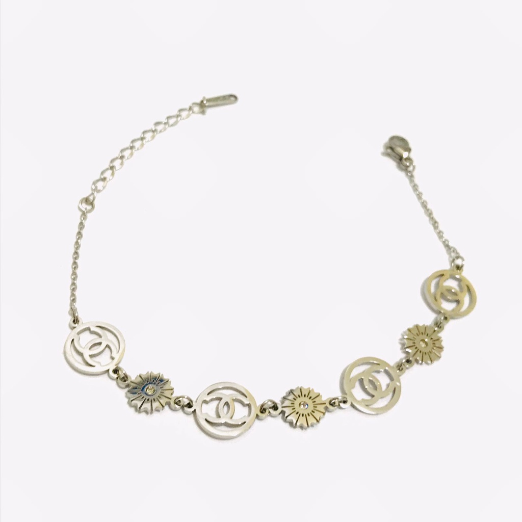Gelang Rantai Titanium Wanita Lapis Emas Anti Karat GRT-33-27