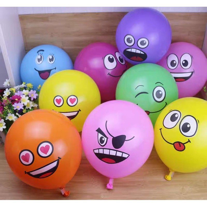 Balon Latex Emogi Warna-warni isi 10pcs