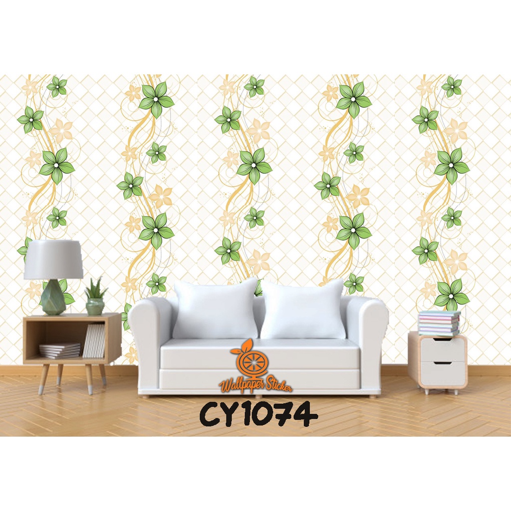 Wallpaper Stiker Dinding Premium Quality 45cm x 8m Wallpaper Motif Shabby Ulir Daun Stiker Dinding Termurah