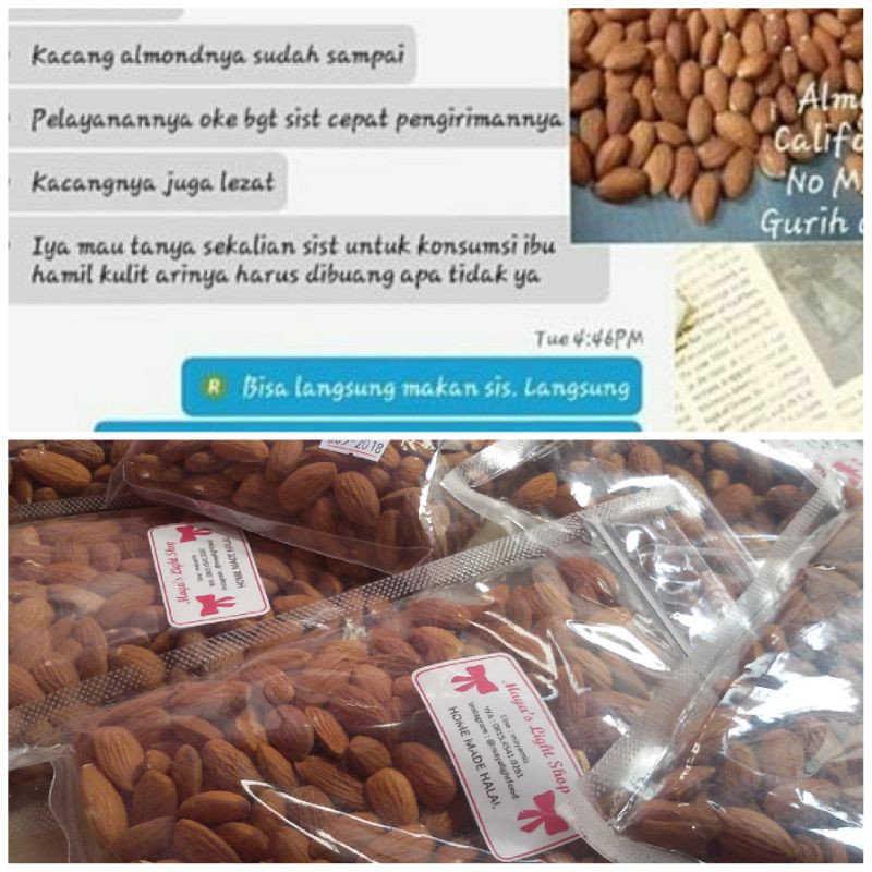 Almond Roasted 250gr almond oven super food kacang badam almond halal bumil busui asi booster vegan