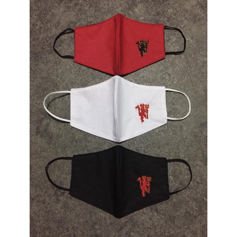 Masker Bordir Bola Red Devil Kain Katun 3 Ply