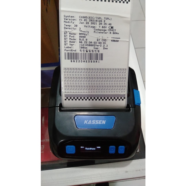 Kassen MT 300VL Mobile Printer Label Thermal 80MM Printer Label Barcode Stiker