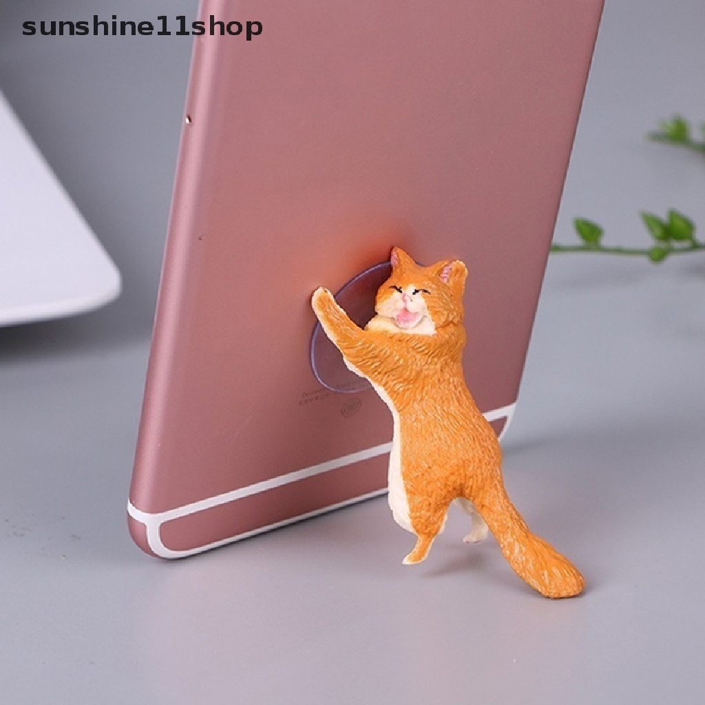 Sho Stand Holder Handphone / Tablet Bentuk Kucing Lucu Dengan Suction Cup